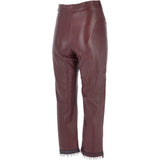 Womens 60's Hippy Leather Jeans Burgundy: 479