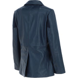 Womens Leather Fashion Single Breasted Blazer Navy: AWL-Blazer