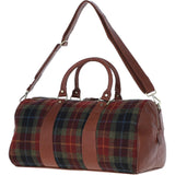 Ashwood Leather & Harris Tweed® Cloth Large Holdall Tan/Green/Red: TW-47-08-TR