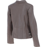Leather Biker Jacket Taupe: N-31