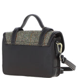 Ashwood Leather & Harris Tweed® Cloth Mini Satchel Bag with Twist Lock Brown/Green: TW-32-09-BG