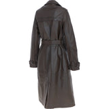 Elegant Longline Women's Leather Trench Coat with Waist Tie Navada: awl-trench