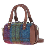 Ashwood Leather & Harris Tweed® Cloth X-Small Barrel Bag Tan/Purple: TW-60-13-TP