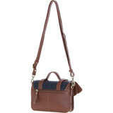Ashwood Leather & Harris Tweed® Cloth Small Satchel Bag with Twist Lock Tan/Navy: TW-33-011-TN