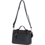 Ashwood Leather & Harris Tweed® Cloth Medium Satchel Bag with Twist Lock Black/Green/Red: TW-34-07-BR