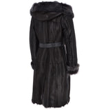 Toscana Longhaired Hood And Belted Shearling Coat Black/ Brissa: LP 24
