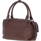 Classic Leather Barrel Bag with Statement Animal Print Charm for Women Brown: 52531