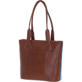Ashwood Leather & Harris Tweed® Cloth Genuine Leather Shoulder Bag Tan/LT Blue: TW-23-05-TB
