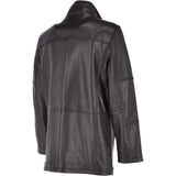 Leather Coat With Detachable Collar Black : Carl