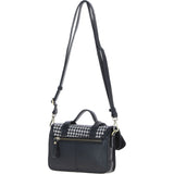 Ashwood Leather & Harris Tweed® Cloth Small Satchel Bag with Twist Lock Black/White: TW-33-012-BW