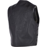 Men's Leather Embossed Laced Waistcoat Black: W/COAT INDIAN