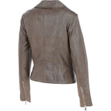 Exquisite Ashwood Leather Ladies Biker Jacket Taupe: AWL-1881