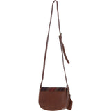 Ashwood Leather & Harris Tweed® Cloth Saddle Crossbody Bag with Twist Lock Tan/Green/Red: TW-30-08-TR