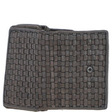 Vintage Woven Leather 7 Card Purse Dk Grey:  D-82