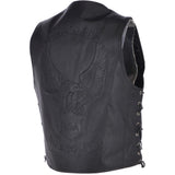 Men's Leather Embossed Laced Waistcoat Black: W/COAT LTR