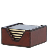 Ashwood Leather Square Coaster with Gold Accent Edges Chestnut: LF-160