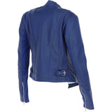 Ladies Waterfall Front Leather Jacket Ink Blue: licra