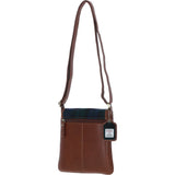 Ashwood Leather & Harris Tweed® Cloth Twist Lock Crossbody Bag Tan/Watch: TW-31-04-TW
