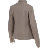 Ladies Leather Biker Jacket Biscuit: N-12
