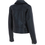 Women’s Genuine Leather Slim Fit Biker Jacket Black: Caro