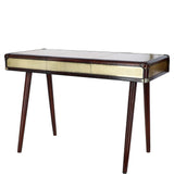 Luxury Real Leather 3-Drawer Desk Chestnut: LF-154