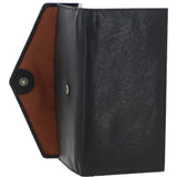 Women's Vintage Wash Large 12 Card Leather  Purse Black : G-43