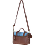 Ashwood Leather & Harris Tweed® Cloth Small Satchel Bag with Twist Lock Tan/LT Blue: TW-33-05-TB