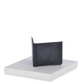 Cow Waxy Leather Classic 8 Card Bill-Fold Wallet Black : 1551