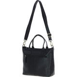 Versatile Ashwood Leather & Harris Tweed® Cloth Shoulder Bag Black/White: TW-22-012-BW
