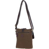 Fenland Canvas & Leather Crossbody Bag Brandy/green: FEN-753