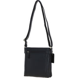 Two Section Zip Top Leather Crossbody Bag Black: K-45