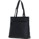 Black Leather Shoulder Bag with Leopard Print Pocket: ELA 1128