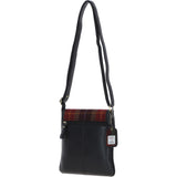 Ashwood Leather & Harris Tweed® Cloth Twist Lock Crossbody Bag Black/Green/Red: TW-31-07-BR