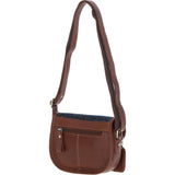 Ashwood Leather & Harris Tweed® Cloth Saddle Bag Tan/Navy: TW-26-011-TN