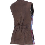 Ashwood Women's Country Tailored Buttoned Gilet with Leather Trim Brown/Pink: TW-704-15-BP