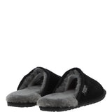 Fenland Classic Mens Suede Sheepskin Slippers Black/gray