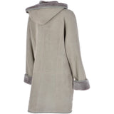Womens Suede Sheepskin Hooded Coat Grey: KB-10285