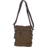 Fenland Canvas & Leather Crossbody Bag Brandy/green: FEN-752