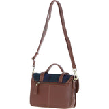 Ashwood Leather & Harris Tweed® Cloth Medium Satchel Bag with Twist Lock Tan/Watch: TW-34-04-TW