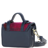 Ashwood Leather & Harris Tweed® Cloth Micro Satchel Bag with Twist Lock Navy/Pink:TW-36-06-NP
