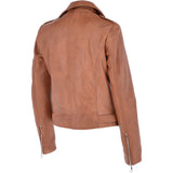 Twin Zip Fastening Leather Jacket  Cognac: ESTIMO