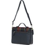 Ashwood Leather & Harris Tweed® Cloth Large Satchel Bag with Twist Lock Black/Green/Red: TW-35-07-BR