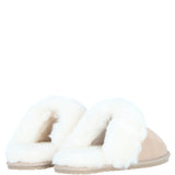 Classic Ladies Suede Sheepskin Slippers Beige