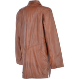 Womens Single Breasted Oversized Leather Coat Cognac/app: IVONNE 2