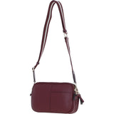 Compact Twin Zip Ashwood Leather Crossbody Bag Wine: X-35