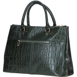 Three Sections Veggie Tanned Leather Bag Green/croc: DM3