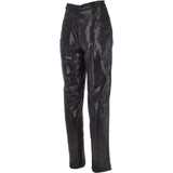 Womens Snake Print Leather Trousers Black/croc: 766 TROUSERS