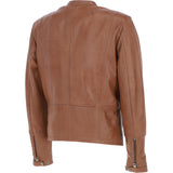 Mens Leather Biker Jacket Tan: BR FONS-1