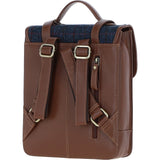 Ashwood Leather & Harris Tweed® Cloth Medium Backpack with Twist Lock Tan/Navy: TW-37-011-TN