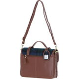 Ashwood Leather & Harris Tweed® Cloth Large Satchel Bag with Twist Lock Tan/Watch: TW-35-04-TW